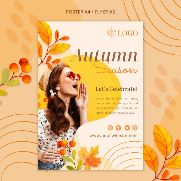 Watercolor autumn poster template design