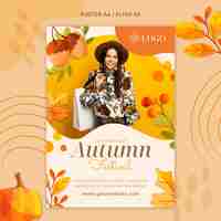 Free PSD watercolor autumn poster template design