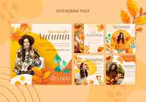 Free PSD watercolor autumn template design