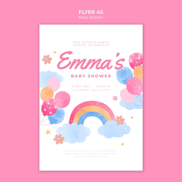 watercolor baby shower poster template