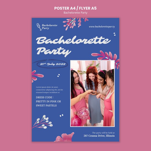 watercolor bachelorette party poster template