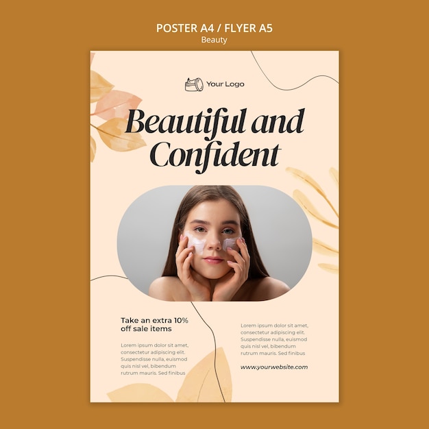 Free PSD watercolor beauty concept  poster template