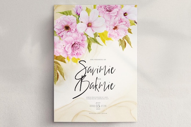 watercolor cherry blossom wedding card set