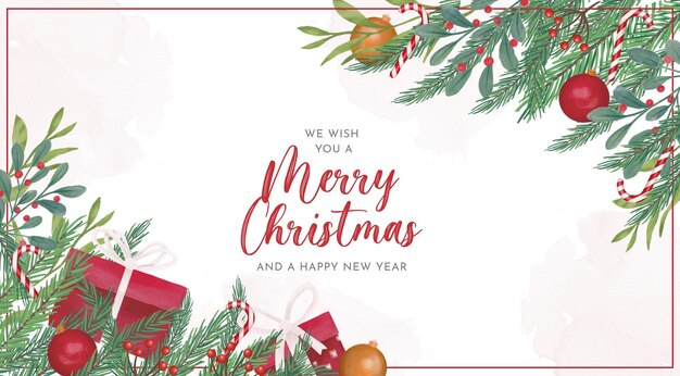 Watercolor Christmas greeting background