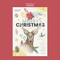 Free PSD watercolor christmas vertical poster template