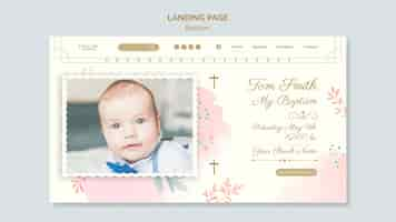 Free PSD watercolor design baptism landing page template