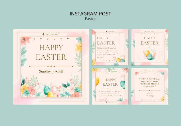 Watercolor easter design template