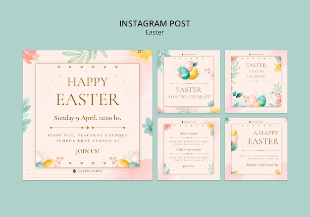 Free PSD watercolor easter design template