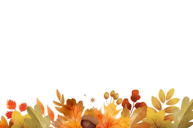 watercolor fall leaves border