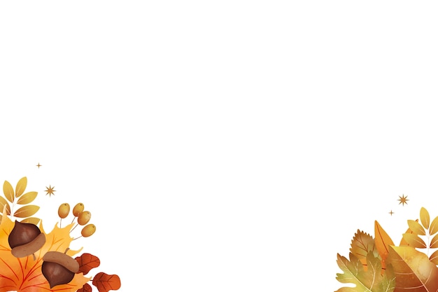 Free PSD watercolor fall leaves border