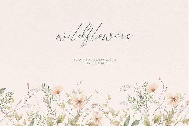 Free PSD watercolor floral background with delicate floral arrangements