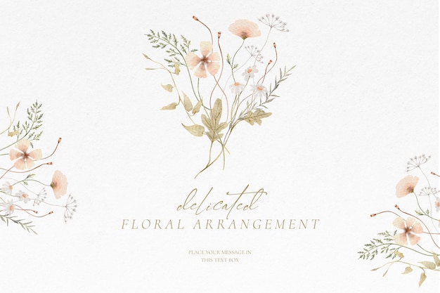 Watercolor floral background with delicate floral arrangements