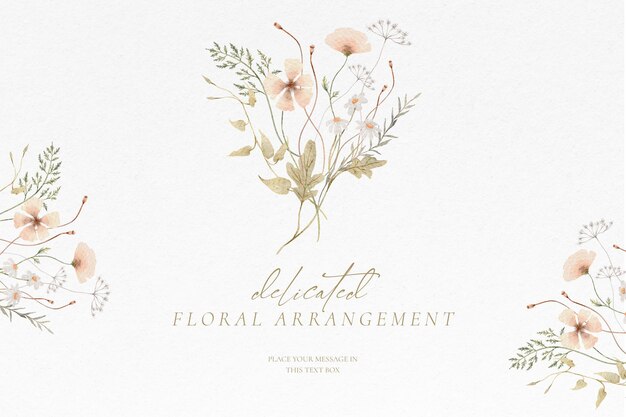 Watercolor floral background with delicate floral arrangements