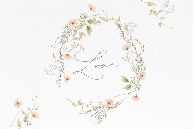 Watercolor floral background with delicate floral arrangements