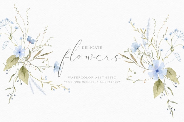 Watercolor floral background with delicate floral arrangements