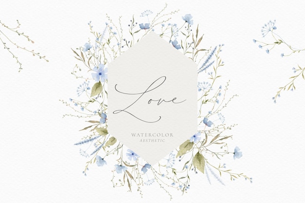 Free PSD watercolor floral background with delicate floral arrangements