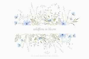 Free PSD watercolor floral background with delicate floral arrangements