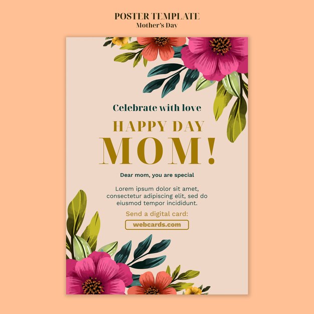 Акварельный цветочный плакат празднования дня матери