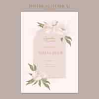 Free PSD watercolor floral wedding vertical poster template