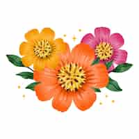 無料PSD 水彩の花のイラスト