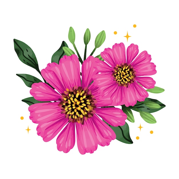 無料PSD 水彩の花のイラスト