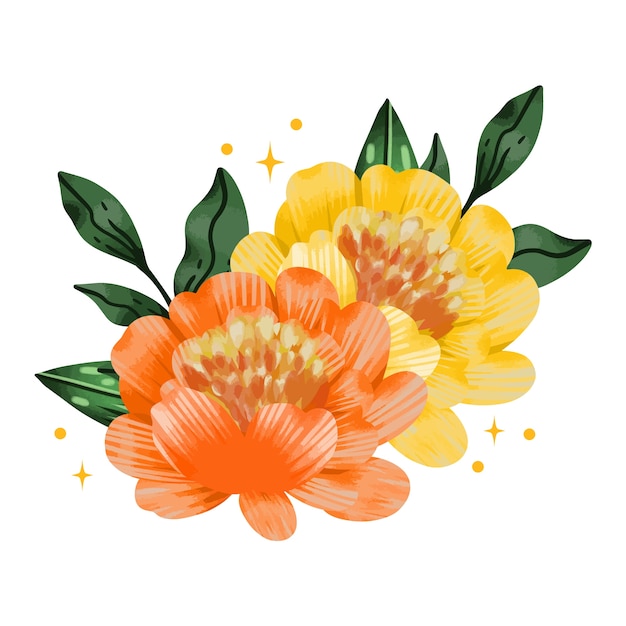 無料PSD 水彩の花のイラスト