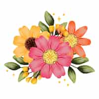 Free PSD watercolor flowers illustration