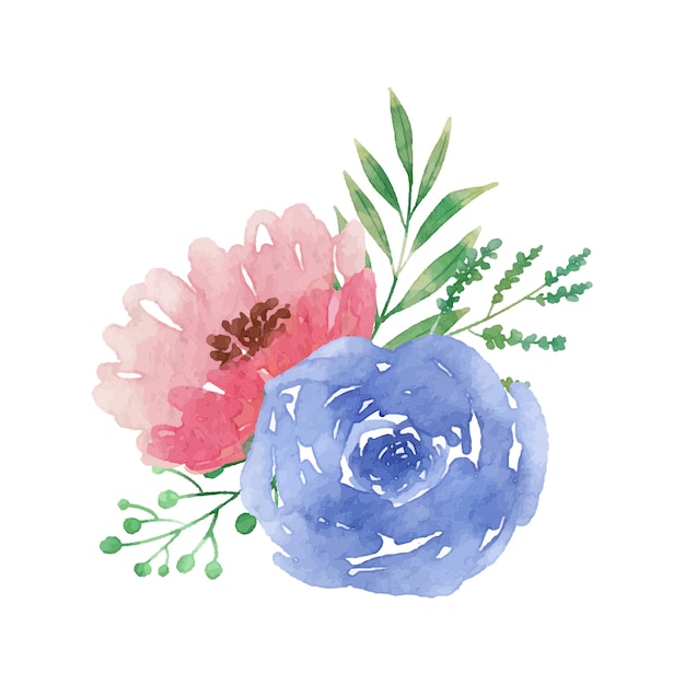 水彩の花のイラスト