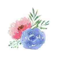 無料PSD 水彩の花のイラスト