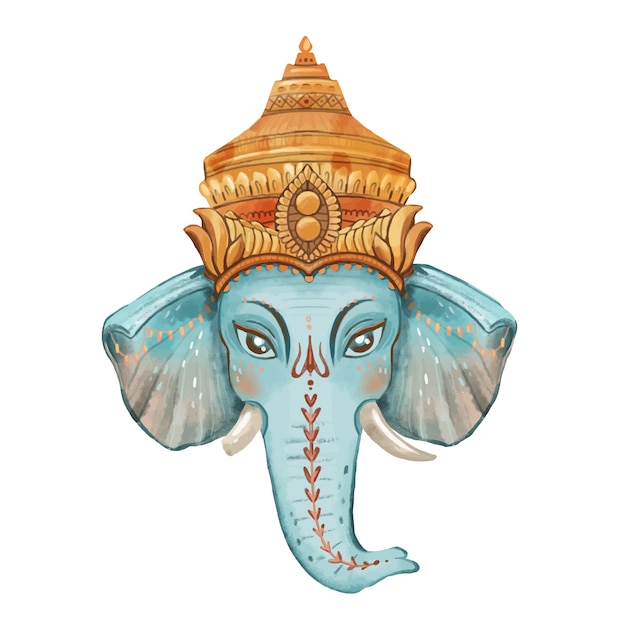 Free PSD watercolor ganesh isolated