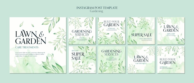 Watercolor gardening template design