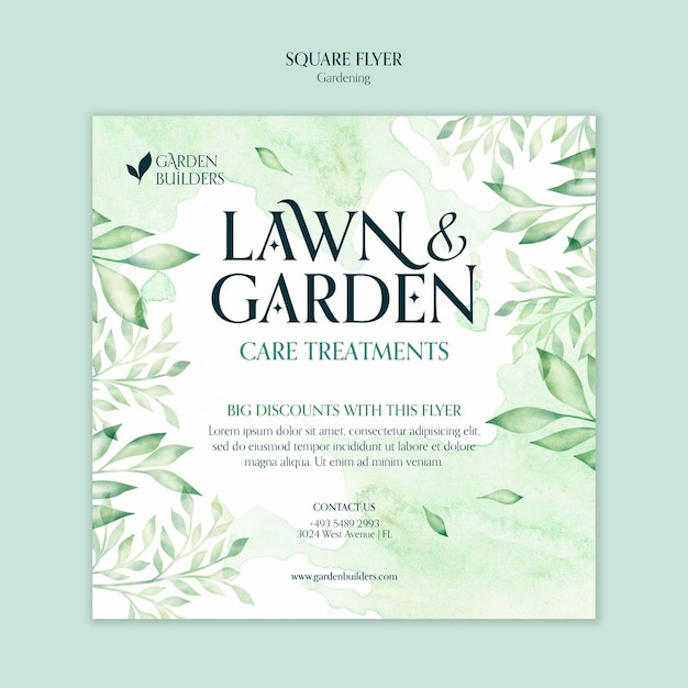 Free PSD watercolor gardening template design