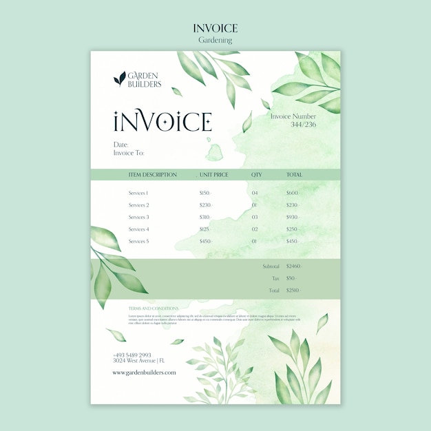 Free PSD watercolor gardening template design