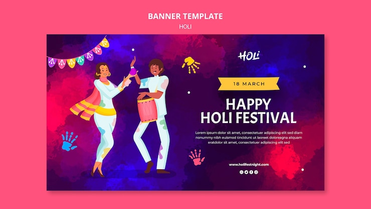 मुफ़्त PSD watercolor holi festival design template