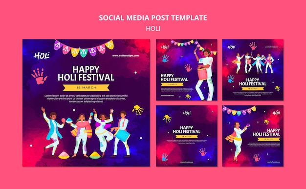 watercolor holi festival design template
