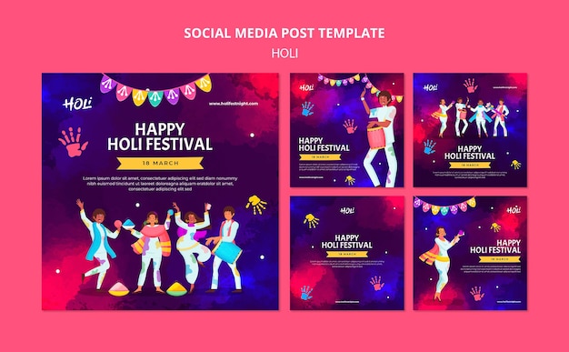 Watercolor holi festival design template