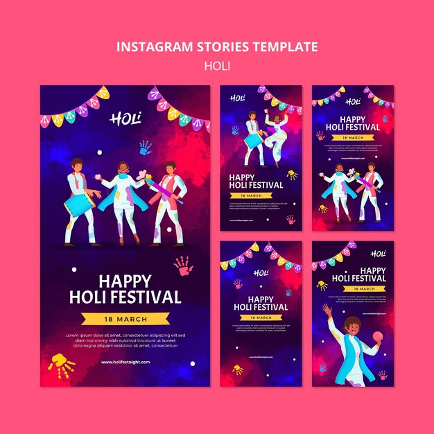 watercolor holi festival design template