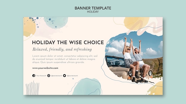 Free PSD watercolor holiday banner template design