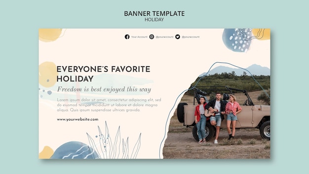 Free PSD watercolor holiday banner template design