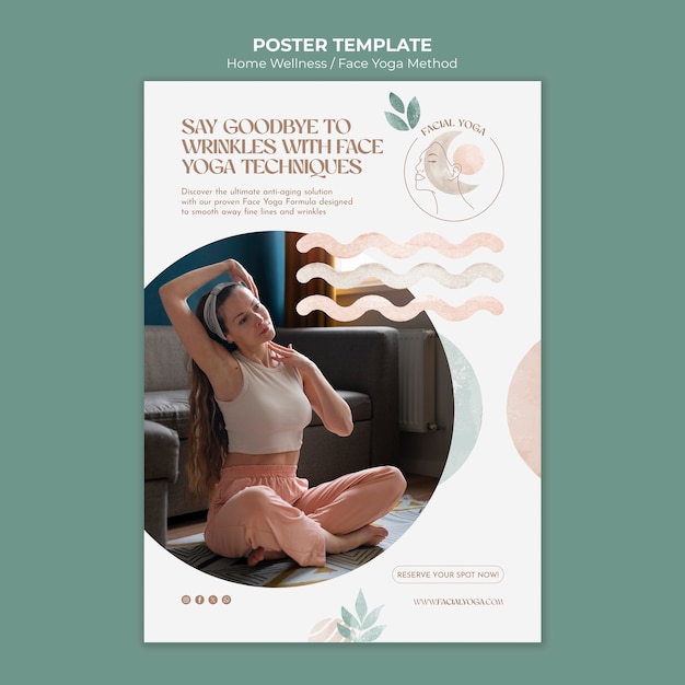 Бесплатный PSD Шаблон акварельного плаката для домашней йоги