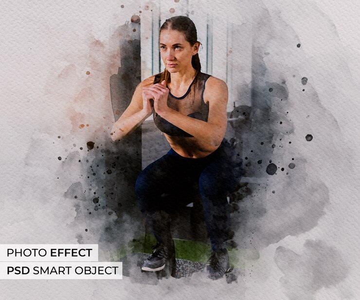 Free PSD watercolor lifestyle photo effect