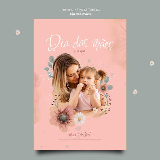 Watercolor mother's day template