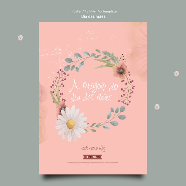 Free PSD watercolor mother's day template