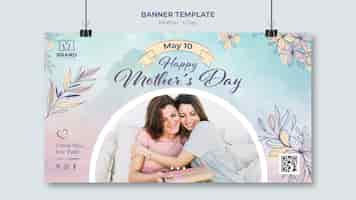 Free PSD watercolor mothers day banner template