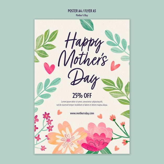 watercolor mothers day poster template