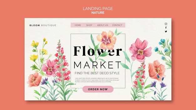 Free PSD watercolor nature template design