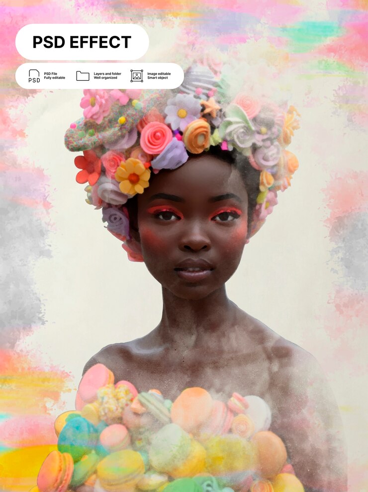 Free PSD watercolor portrait photo effect