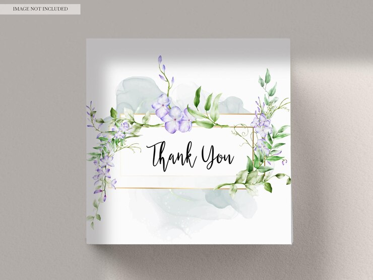 Free PSD watercolor purple and violet lilac flowers invitation card