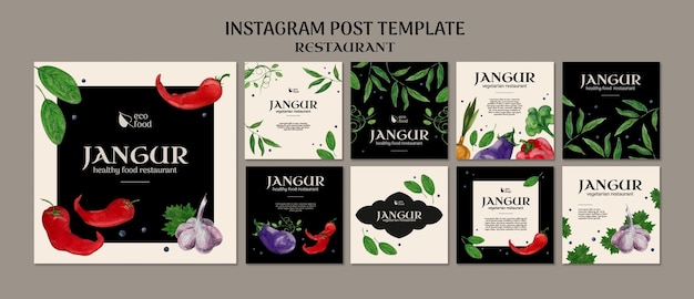 Free PSD watercolor restaurant design template