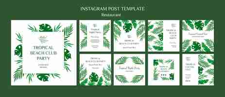 Free PSD watercolor restaurant instagram posts